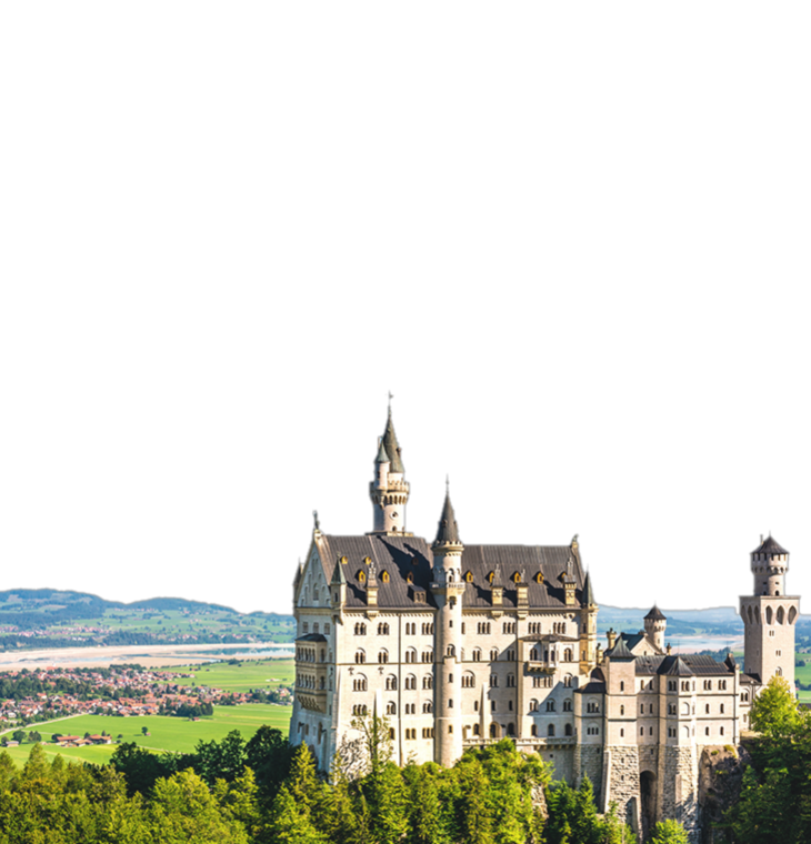 Schloss Neuschwanstein Himmel freigestellt